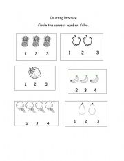 English worksheet: Counting up to 4