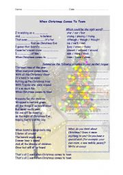 Songsheet / Worksheet: When Christmas comes to Town