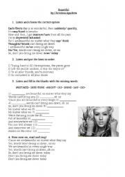 English Worksheet: Beautiful - Christina Aguilera