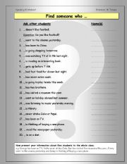 English Worksheet: Find Someone Who - All tenses (1)