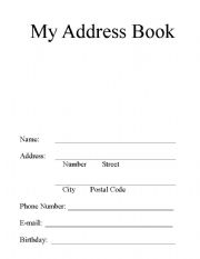 English Worksheet: Address Book