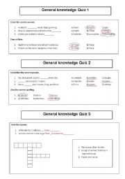 English worksheet: General knowledge quiz