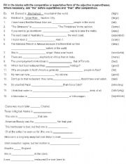 English Worksheet: Comparatives and Superlatives