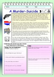 English Worksheet: Imaginative reading comprehension - A Murder-Suicide (5)