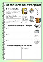 Read - Match - Describe - Create: Kitchen Appliances (5) 