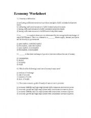 English Worksheet: Economy worksheet