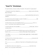 English Worksheet: used to