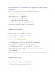 English Worksheet: factors and multiples