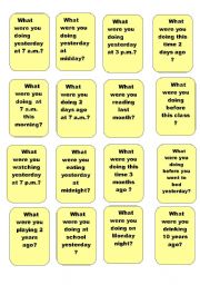 English Worksheet: What were you doing...? Past Continuous speaking cards.