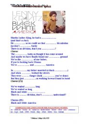 English Worksheet: BLACK  & WHITE AMERICA  a SONG by Lenny KRAVITZ