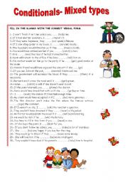 English Worksheet: CONDITIONALS- MIXED TYPES