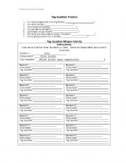 English Worksheet: Tag Question Review