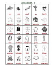 clothes & accessorize pictionary (1-2) editable