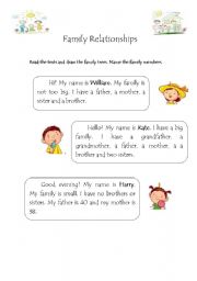 English Worksheet: draw family tree