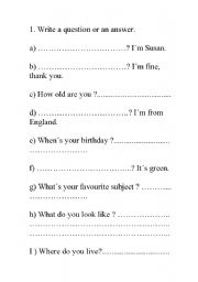 English worksheet: Questions or answers