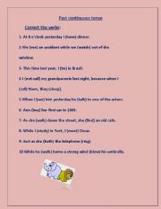English worksheet: Past continuous