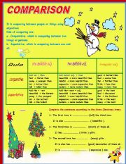 English Worksheet: comparison - comparative & superlative - (B-W) editable