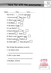 English worksheet: have fun with punctuation