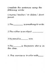 English worksheet: Complete the sentences