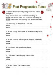 English Worksheet: Simple Past Progressive Tense