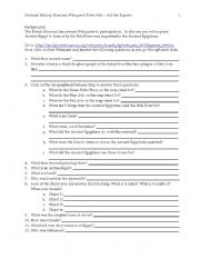 English Worksheet: Ancient Egypt Webquest - answers at end