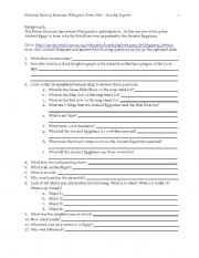 English worksheet: Ancient Egypt Webquest - answers at end