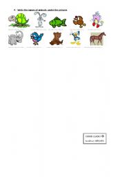 English worksheet: animals