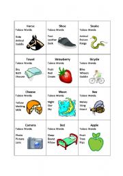 English Worksheet: Taboo Cards 4