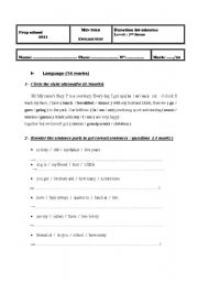 English Worksheet: tests 8th form