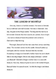 English Worksheet: beowulf simple story