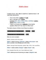 English Worksheet: relative clauses