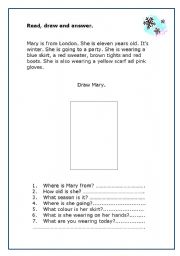 English worksheet: Clothes comprehension