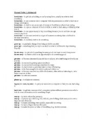 English Worksheet: Phrasal Verbs