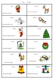 English Worksheet: Christmas I have  who has game