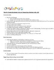 English Worksheet: Sheets for paraprofessionals teaching Autism