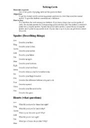 English worksheet: Talking cards