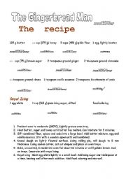 English Worksheet: Recipe of gingerbread man
