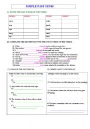 English Worksheet: simple past tense