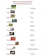 English Worksheet: Mem Fox Brush Olympics Worksheet