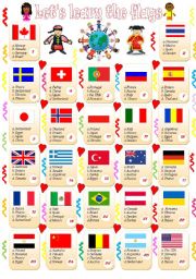 English Worksheet: lets learn the flags