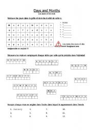 English Worksheet: months and days