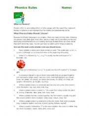 English Worksheet: Phonic Rules HANDOUT