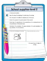 English Worksheet: School supplies-1 and it is practice