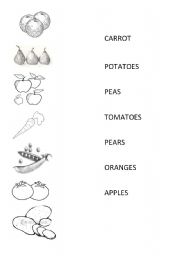 English worksheet: fruit and vegetables