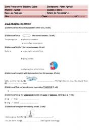 English Worksheet: mid term test n1 ( 8th form / tunisia)