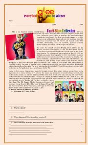 English Worksheet: Glee: everybody wants to be a loser!