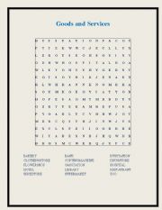 English Worksheet: Goods and services(word search game)