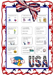 English Worksheet: USA Trivia (12 fun and interesting questions)