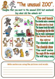 English Worksheet: THE UNUSUAL ZOO.