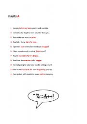 English worksheet: Insults and Rebuttals